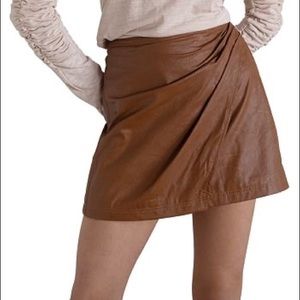 Free People Fake Out Faux Leather Wrap Skirt